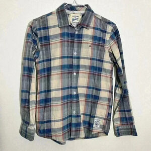 MANTARY Boys Plaid blue and red button down | age 13